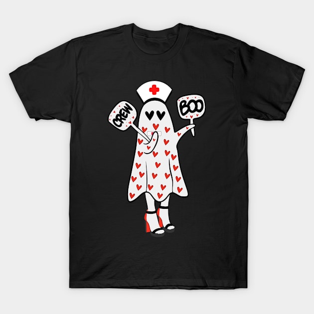 Boo Boo Crew Cute Nurse Ghost Costume Girls Funny Halloween T-Shirt by StarTshirts